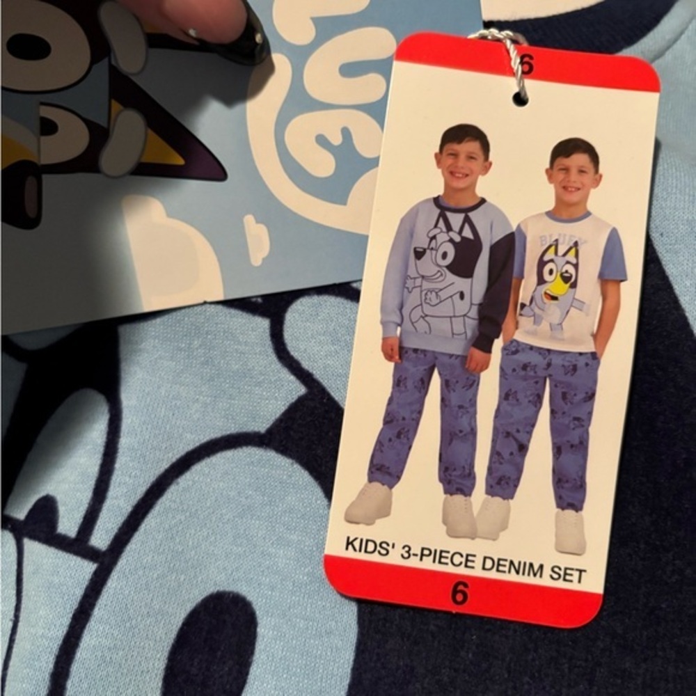 NWT Bluey Kids' 3-Piece Light Blue Denim Set